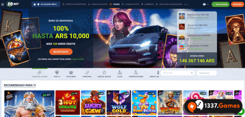 Regístrate en un casino con dinero real.