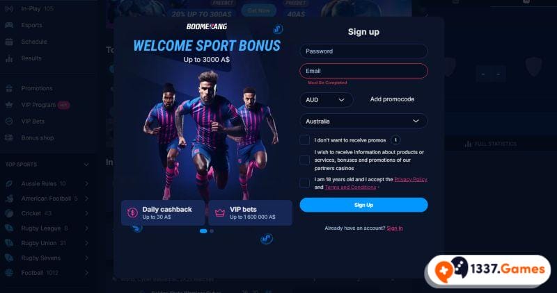 boomerangbet.io bookmaker register