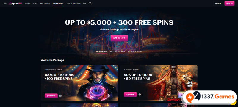 Claim bonus at Interac casino