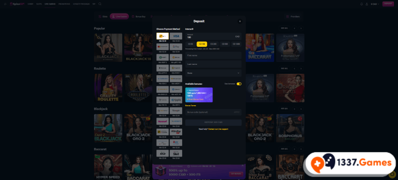 Pick and fund with Interac