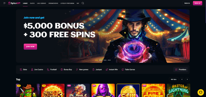 SpinsUp Top No Registration Casino