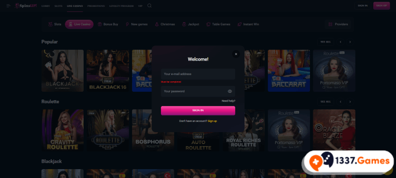 Log in no registration casino
