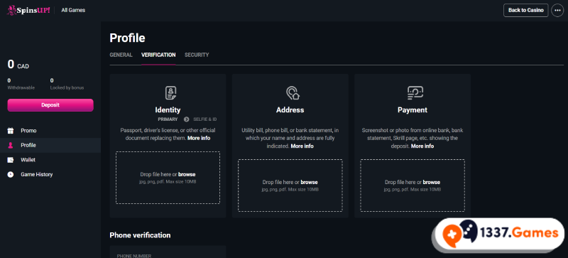 Verify account in fast payout casino online