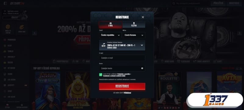 registrace do online kasin v České republice