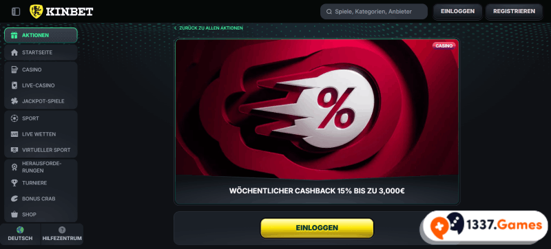 Casino Cashback-Angebot anfordern