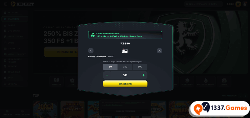 Einzahlung mit Skrill im Online Casino