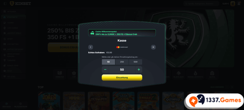 Einzahlung per Mastercard im Casino