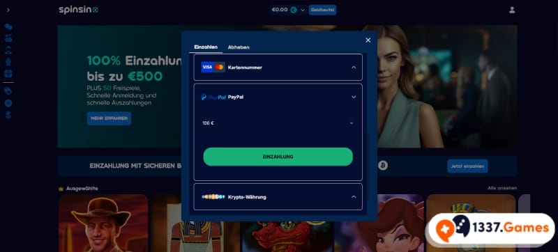 PayPal Einzahlung im Casino ohne  Limit