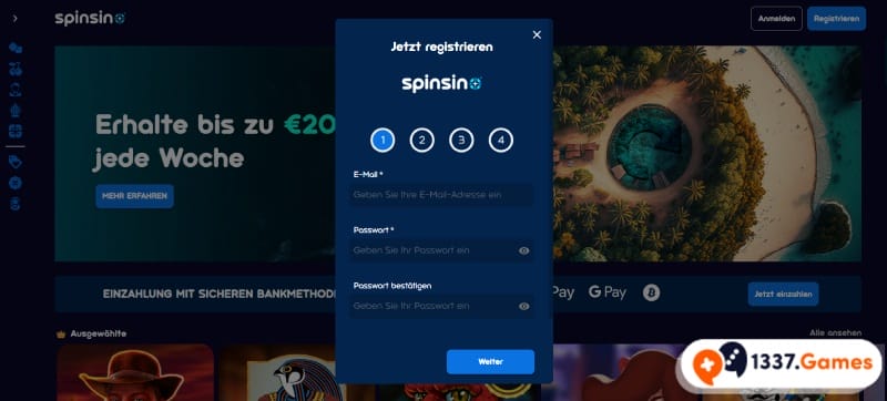 Registrierung im PayPal Casino ohne Limit