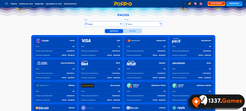 métodos de pago en la casa de apuestas