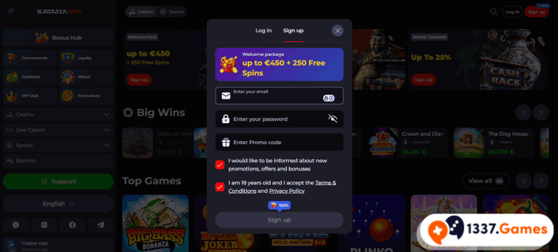 Registration at top Irish casino online
