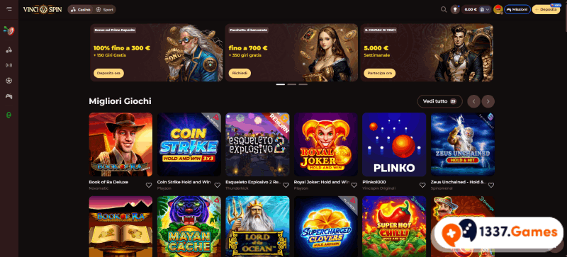 giochi del slot casinò VinciSpin senza autoesclusione