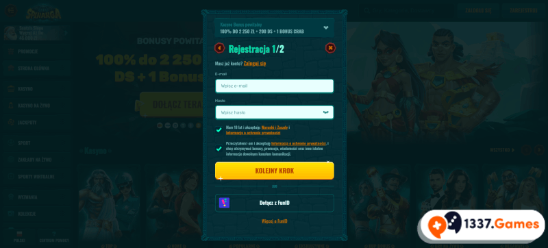 rejestracja w kasynie z bonusem bez depozytu