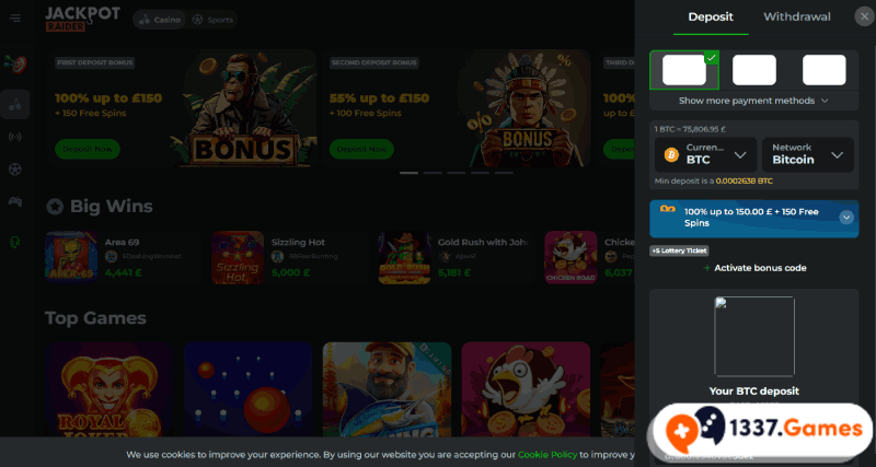 Jackpot Raider no limit casino deposit