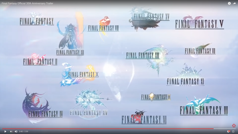 Prachtige trailer om het 30-jarige bestaan van de geweldige Final Fantasy-serie te vieren