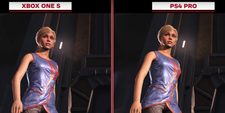 Vergelijk de graphics van Injustice 2 op Xbox One S en PS4 Pro