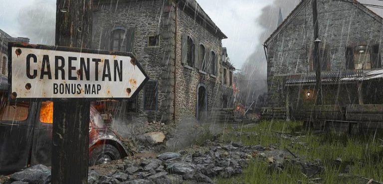 Carentan map getoond van Call of Duty: WWII