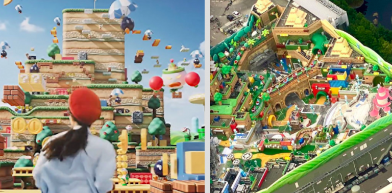 Luchtfoto toont hoe het Nintendo-pretpark bijna volledig klaar is