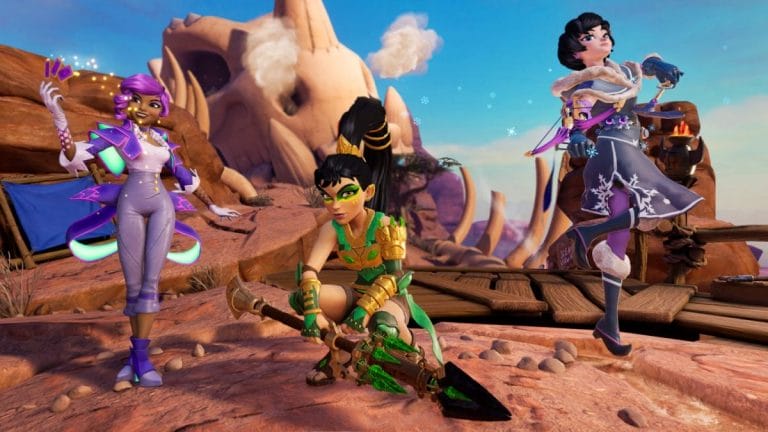 Raketten vliegen rond in de launch trailer voor Rocket Arena