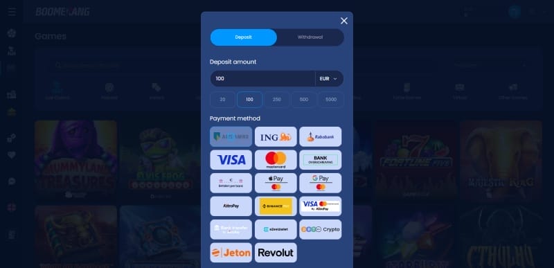 Storten bij Boomerang.bet