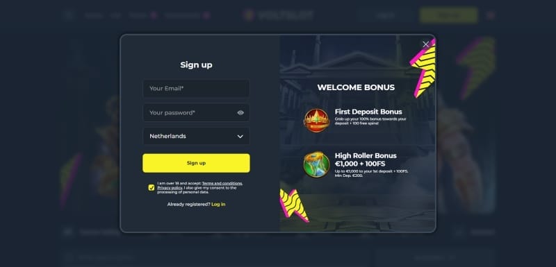 Registreren bij Voltslot