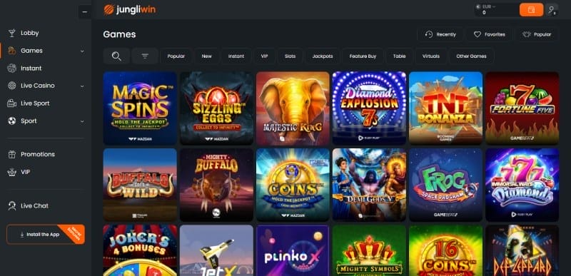 Casinospellen bij JungliWin