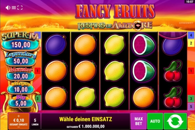 Fancy Fruits Respins Of Amun Re Gamomat