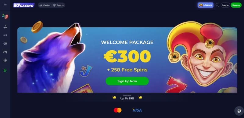 B7 Casino homepage