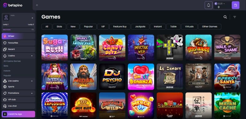 Casinospellen bij Betspino