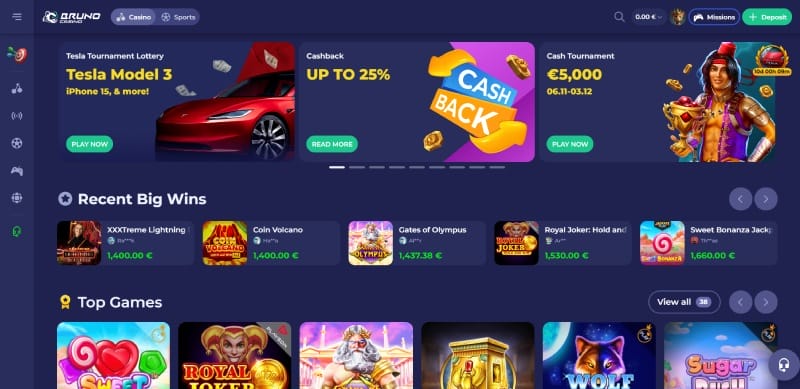 Bruno Casino website