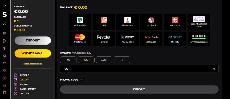 Storten bij Skyslots Casino