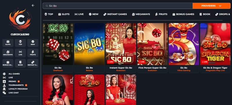 Sic Bo spellen bij Cusco Casino