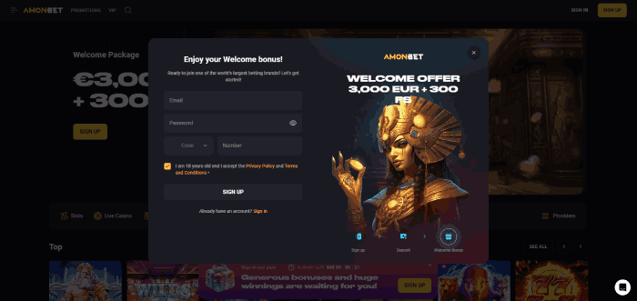 Hoe te registreren Amonbet Stap 2