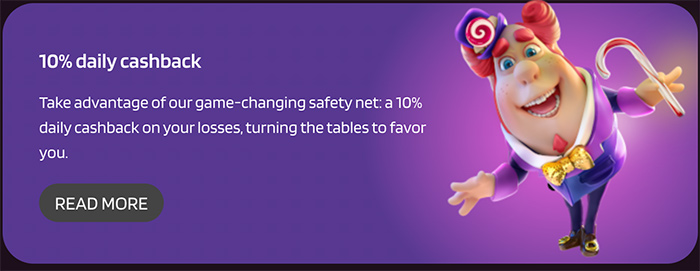 Happy Slots Casino 10% dagelijkse cashback bonus