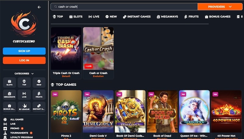 cusco casino cash or crash
