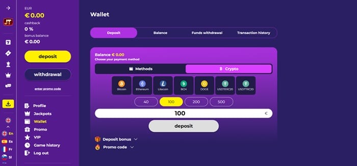 jacktop casino stortingsmethoden crypto