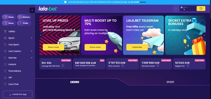 lalabet casino lobby