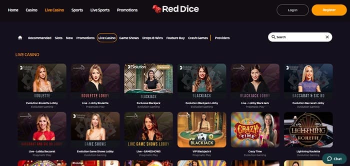 Reddice online live casino