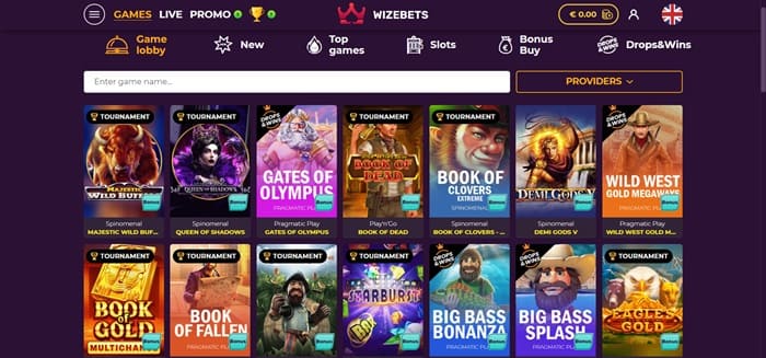 wizebets casino spelselectie