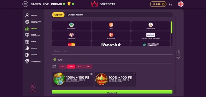 wizebets casino stortingen