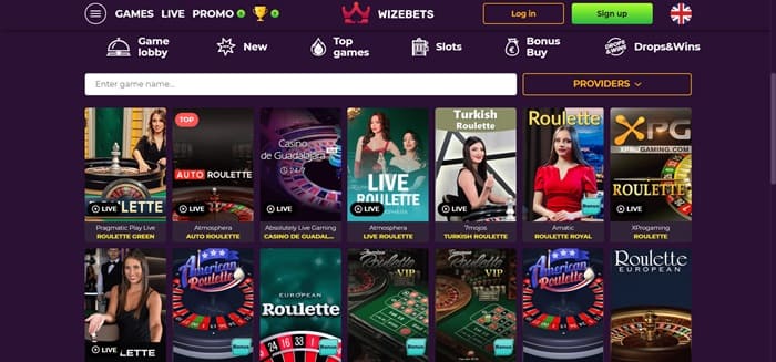 tafelspellen bij wizebets casino