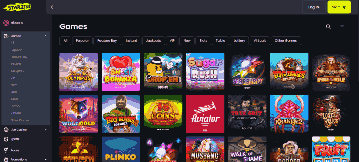 Spellen bij Starzino Online Casino