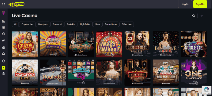 Live casino bij Starzino Online Casino