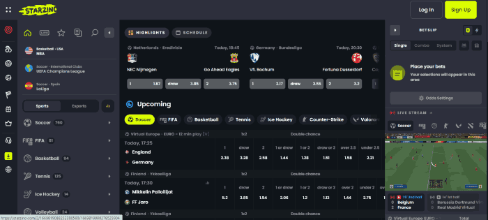 Sportsbook bij Starzino Online Casino
