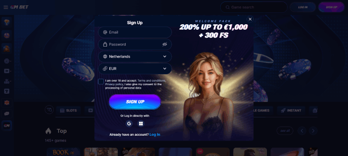 Registratie bij BM.bet Online Casino