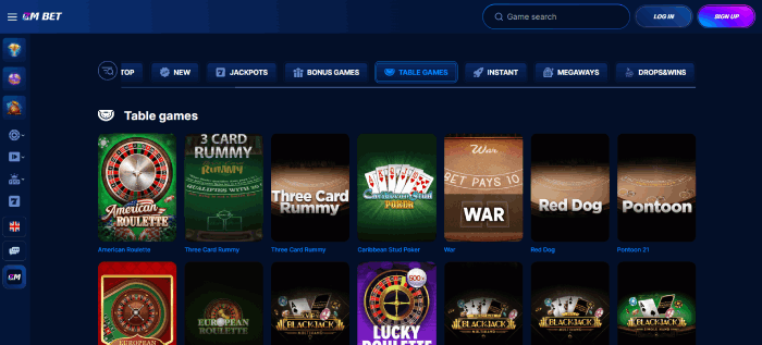 "Tafelspellen spelen bij BM.bet, jouw favoriete online casino."
