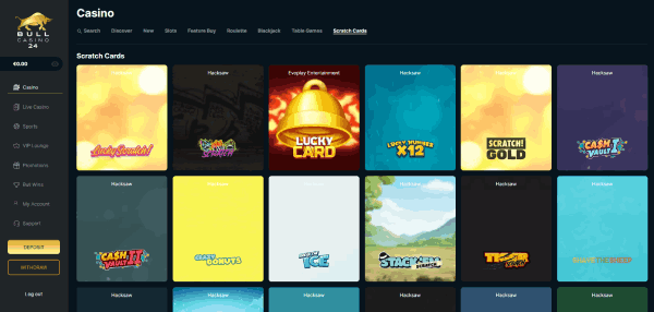 Snelle winsten met Bull Casino krasloten