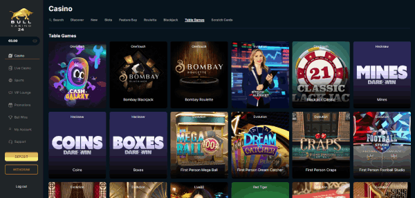 "Tafelspellen spelen bij Bull Casino, jouw favoriete online casino."
