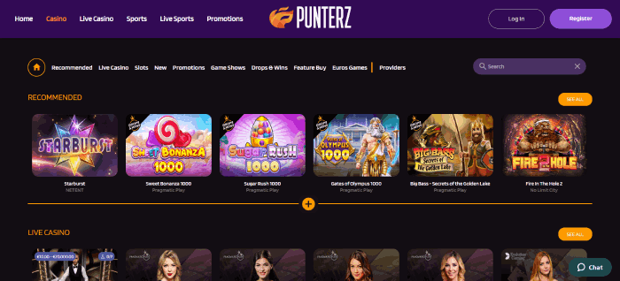 Spellen bij Punterz Online Casino