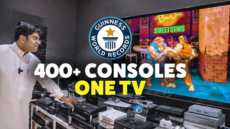 Bizar: Gamer sluit 444 consoles op 1 tv en vestigt een Guinness World Record